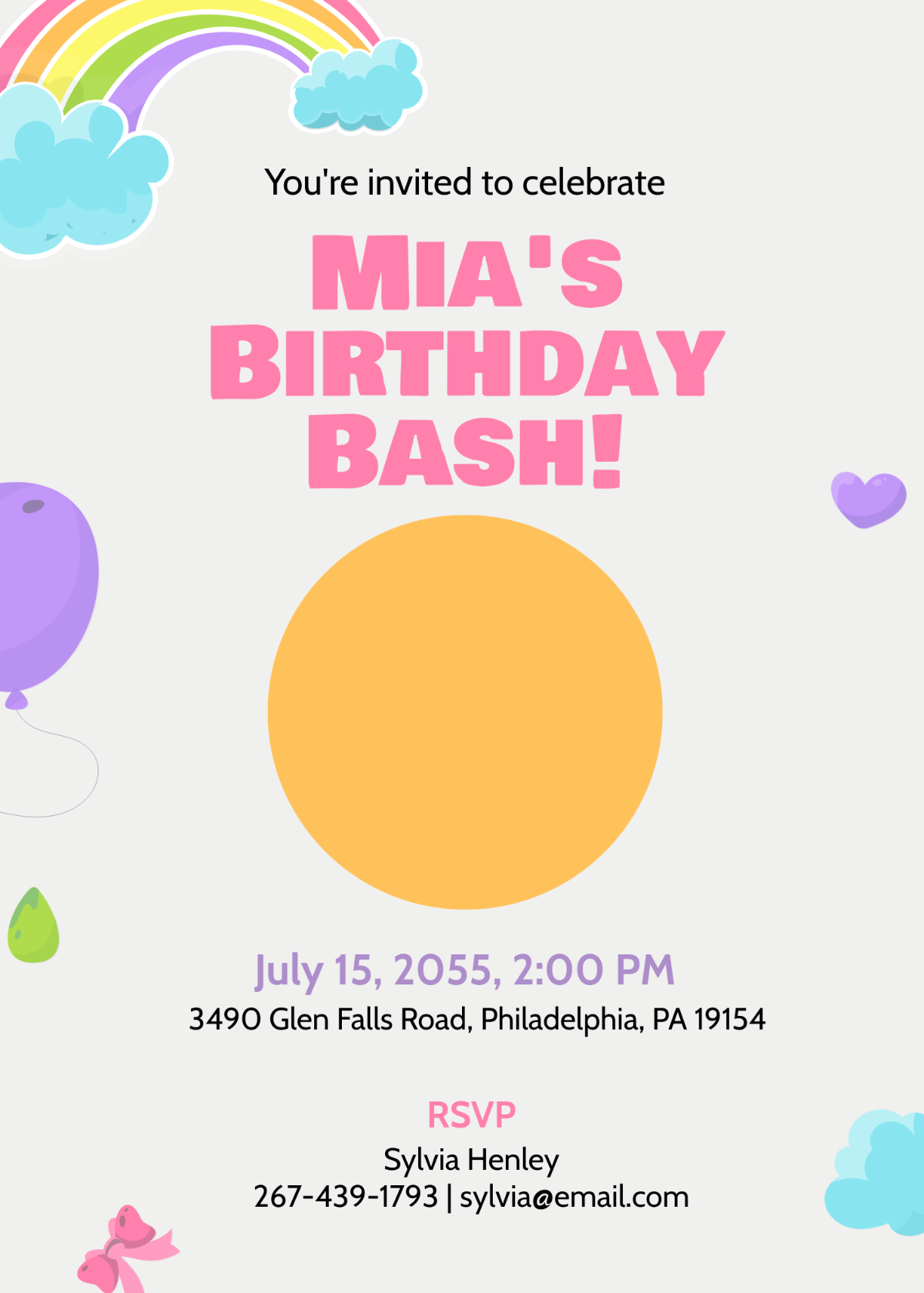 Free Rainbow Theme Invitation Template To Edit Online