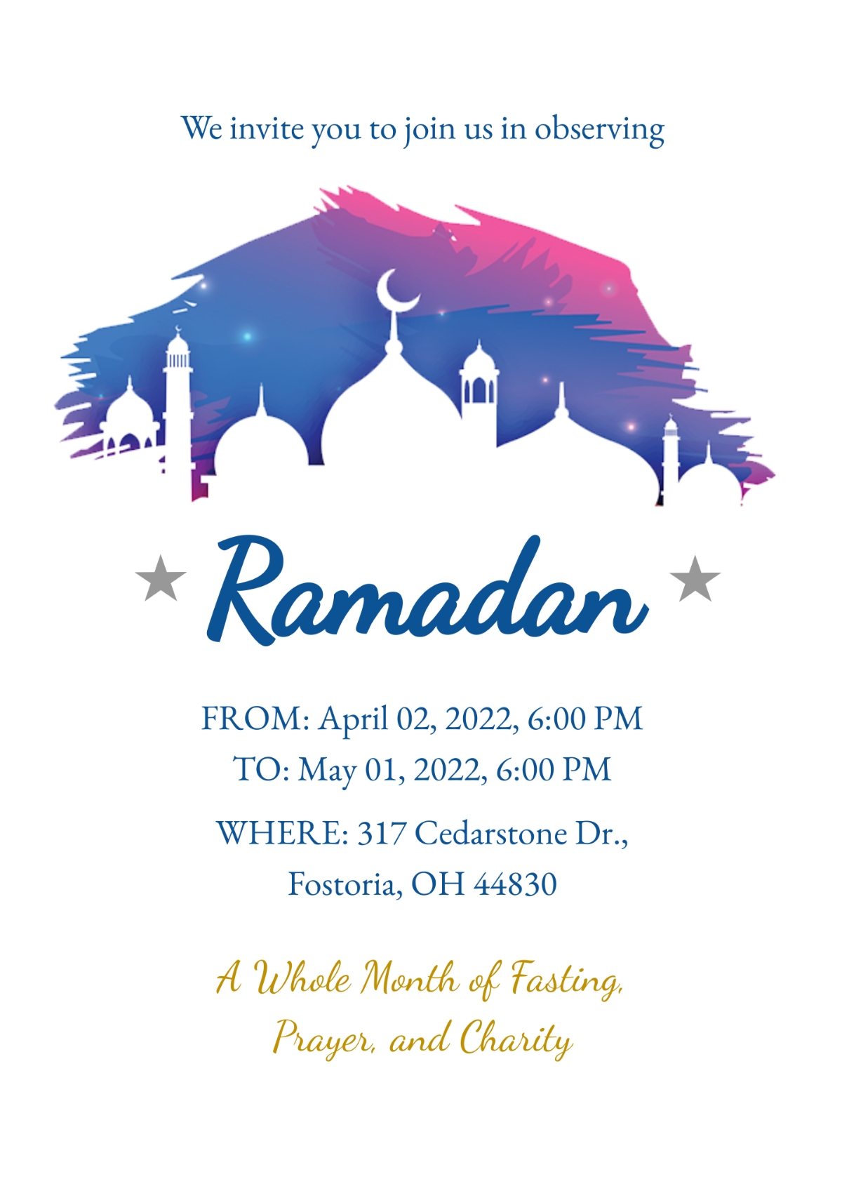Free Ramadan Invitation Template To Edit Online