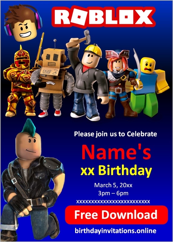 roblox birthday invitation templates