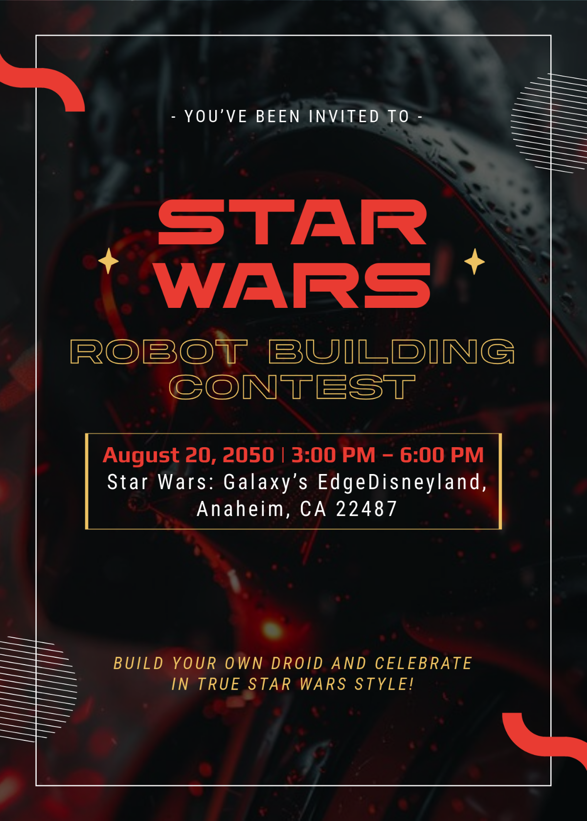 Free Robot Star Wars Birthday Party Invitation Template To Edit Online