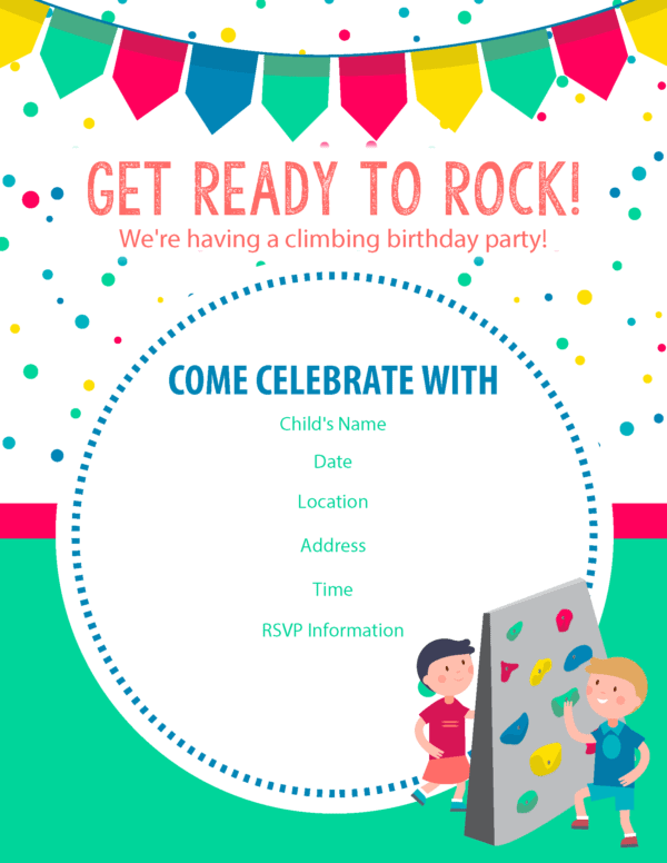 Free Rock Climbing Birthday Party Invitations 99Boulders