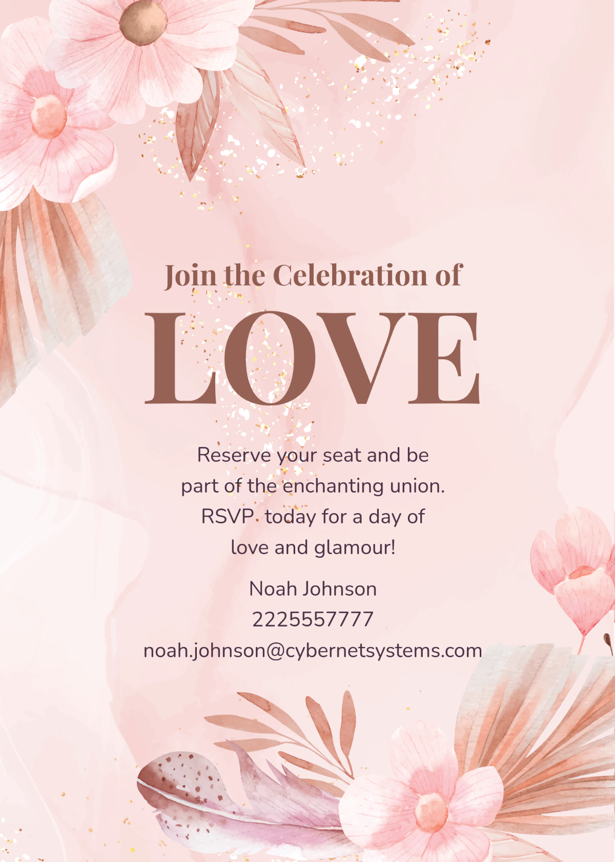 Free Rose Gold Wedding Invitation Template To Edit Online
