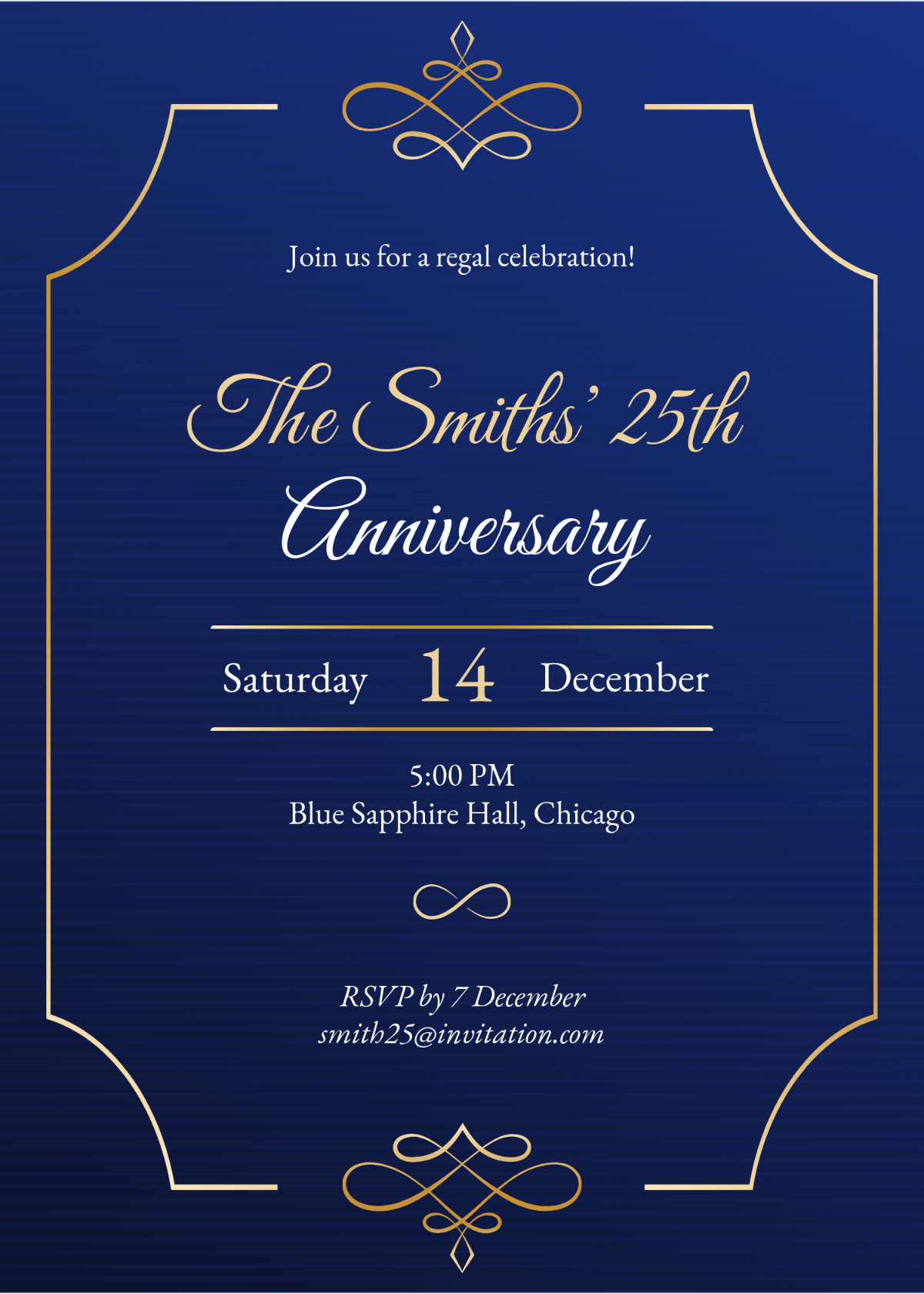 Free Royal Blue Elegant Invitation Template To Edit Online