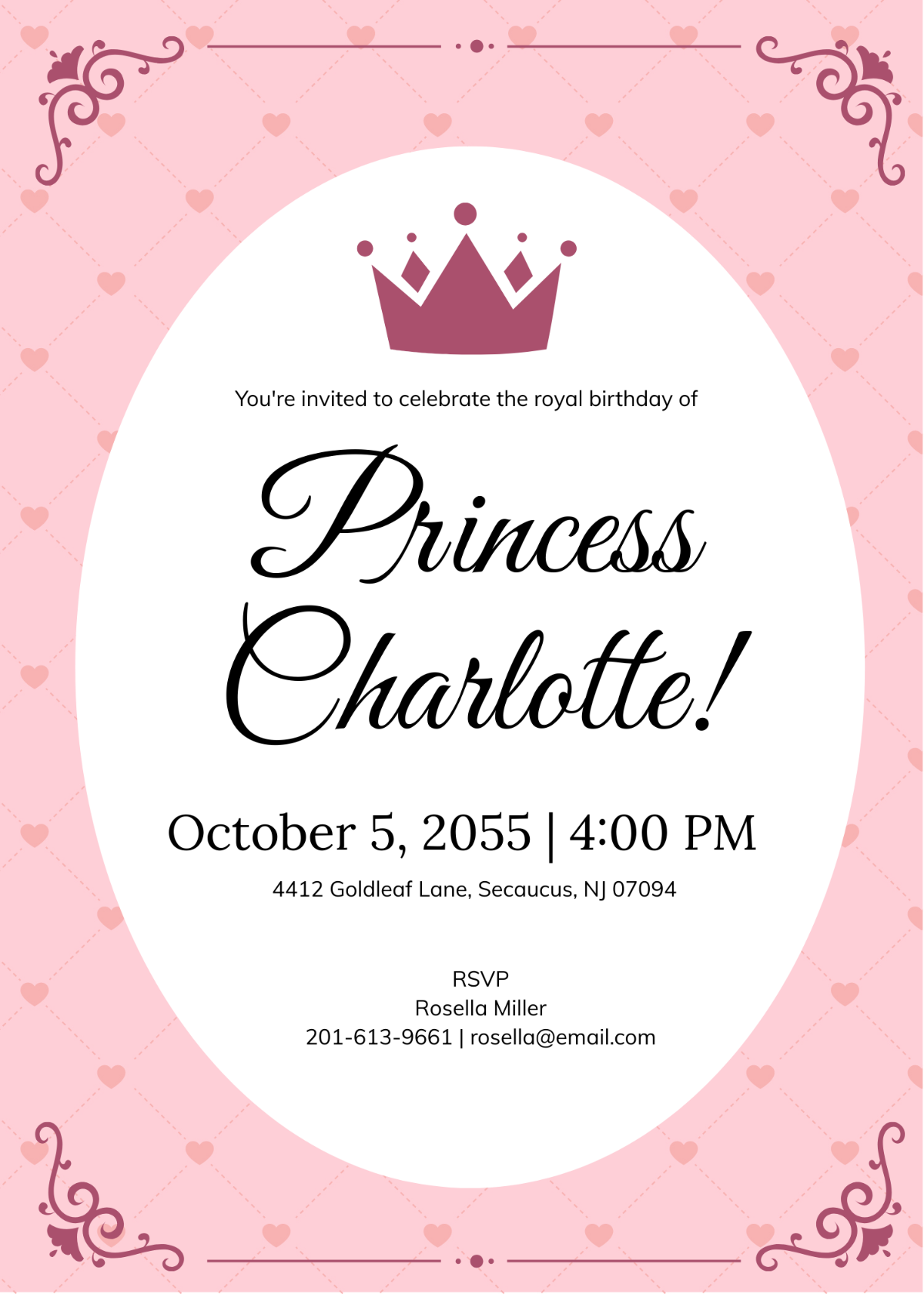 Free Royal Princess Birthday Invitation Template To Edit Online