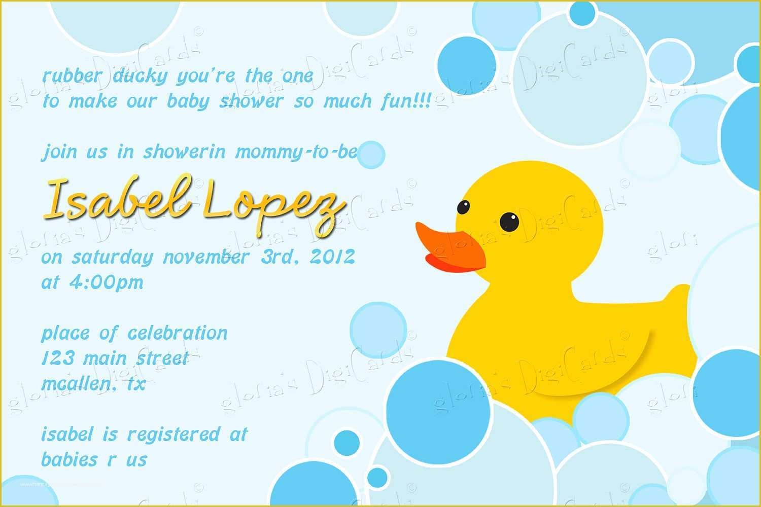 rubber ducky template invitation