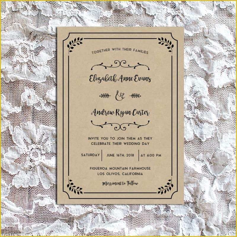 printable rustic wedding invitation templates