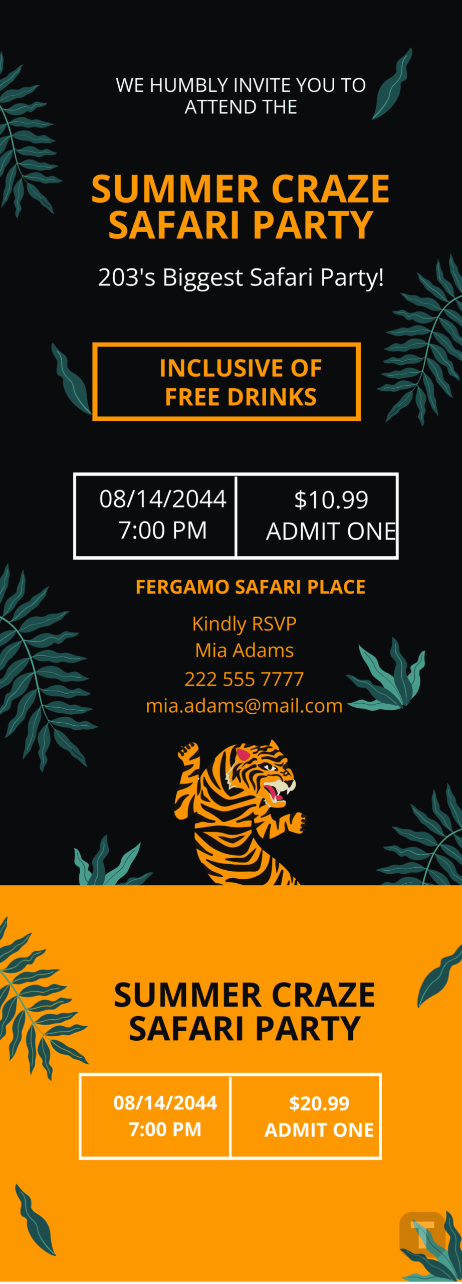 Free Safari Party Ticket Invitation Template To Edit Online