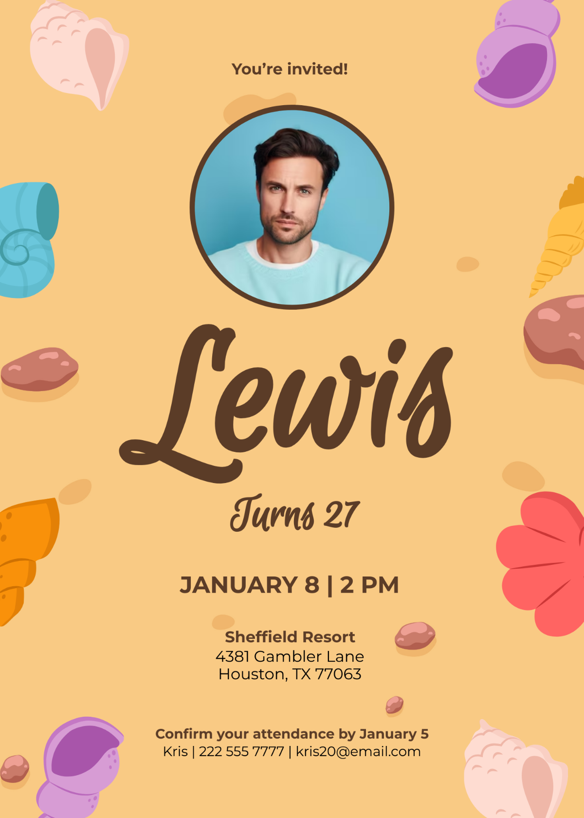 Free Seashell Beach Birthday Party Invitation Template To Edit Online