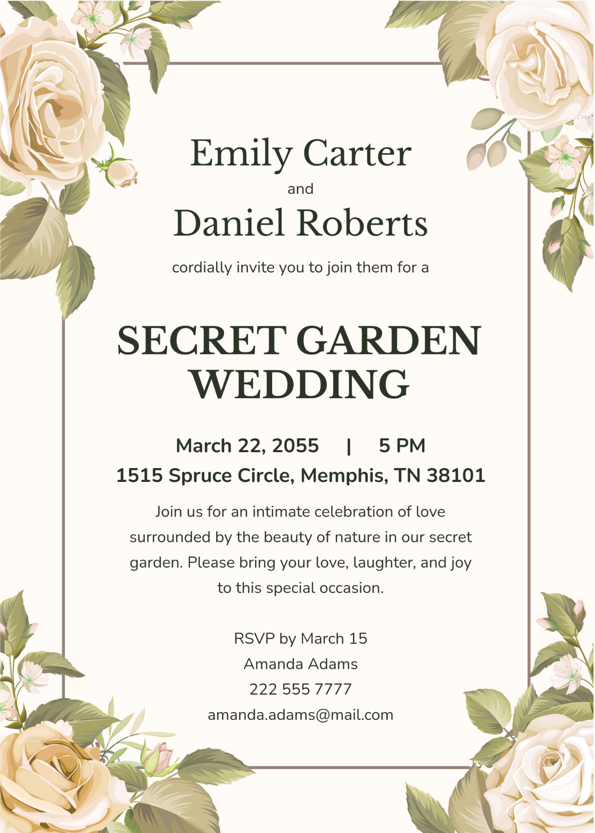 Free Secret Garden Wedding Invitation Template To Edit Online