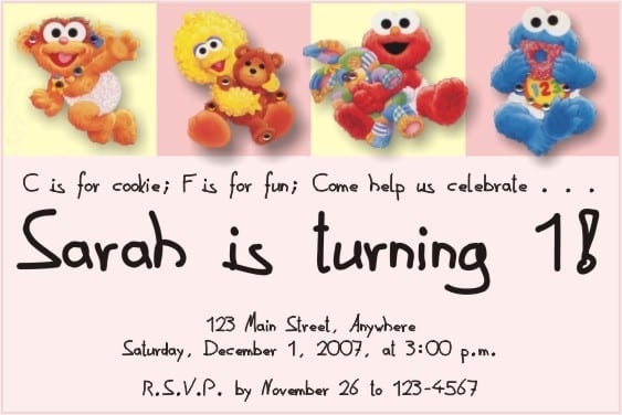 sesame street 1st birthday invitation template
