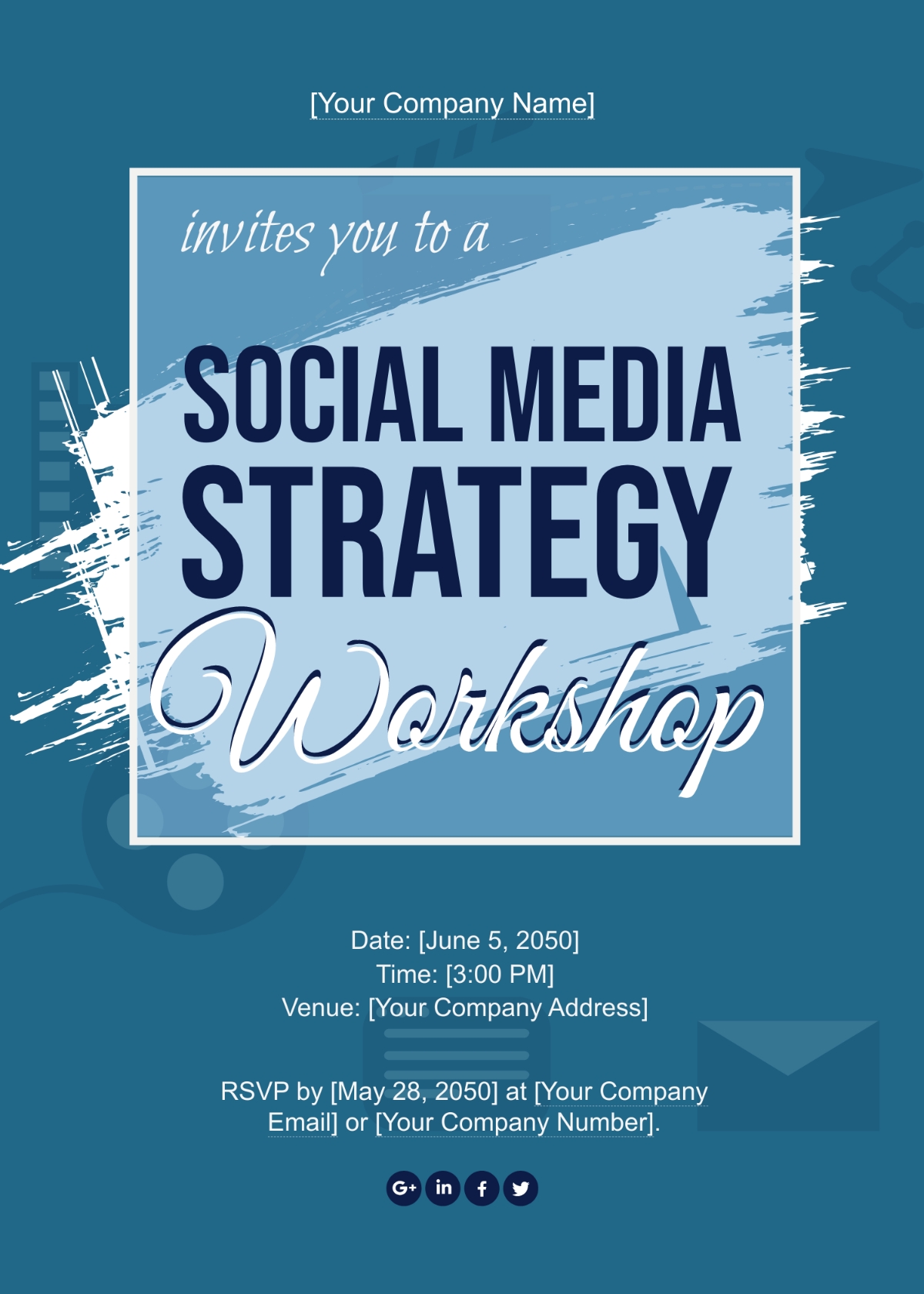 Free Social Media Strategy Workshop Invitation Card Template To Edit Online