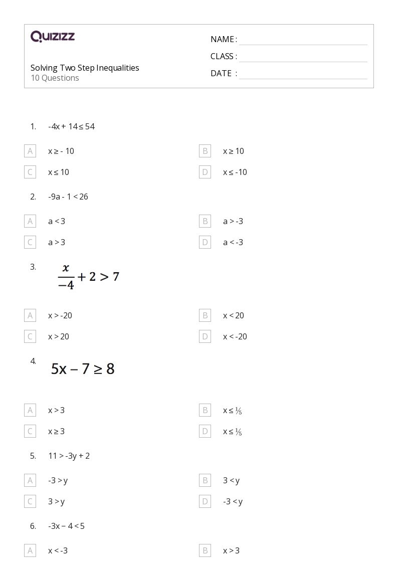 Free Solve Two Step Inequalities Worksheet Download Free Solve Two 