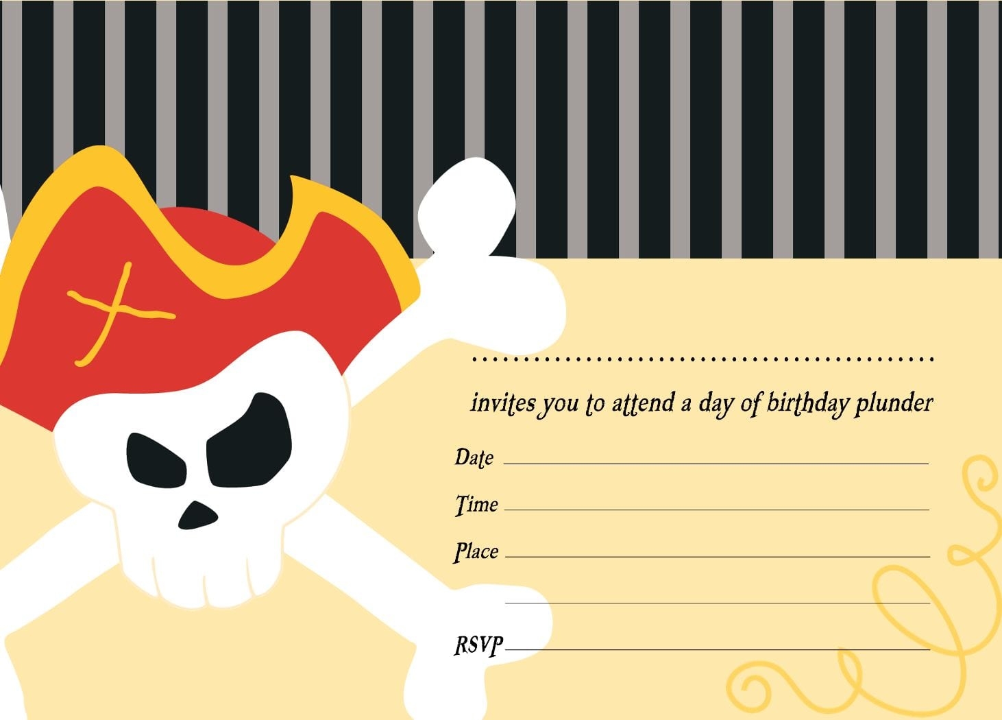 Free Template For A Pirate Birthday Invitation