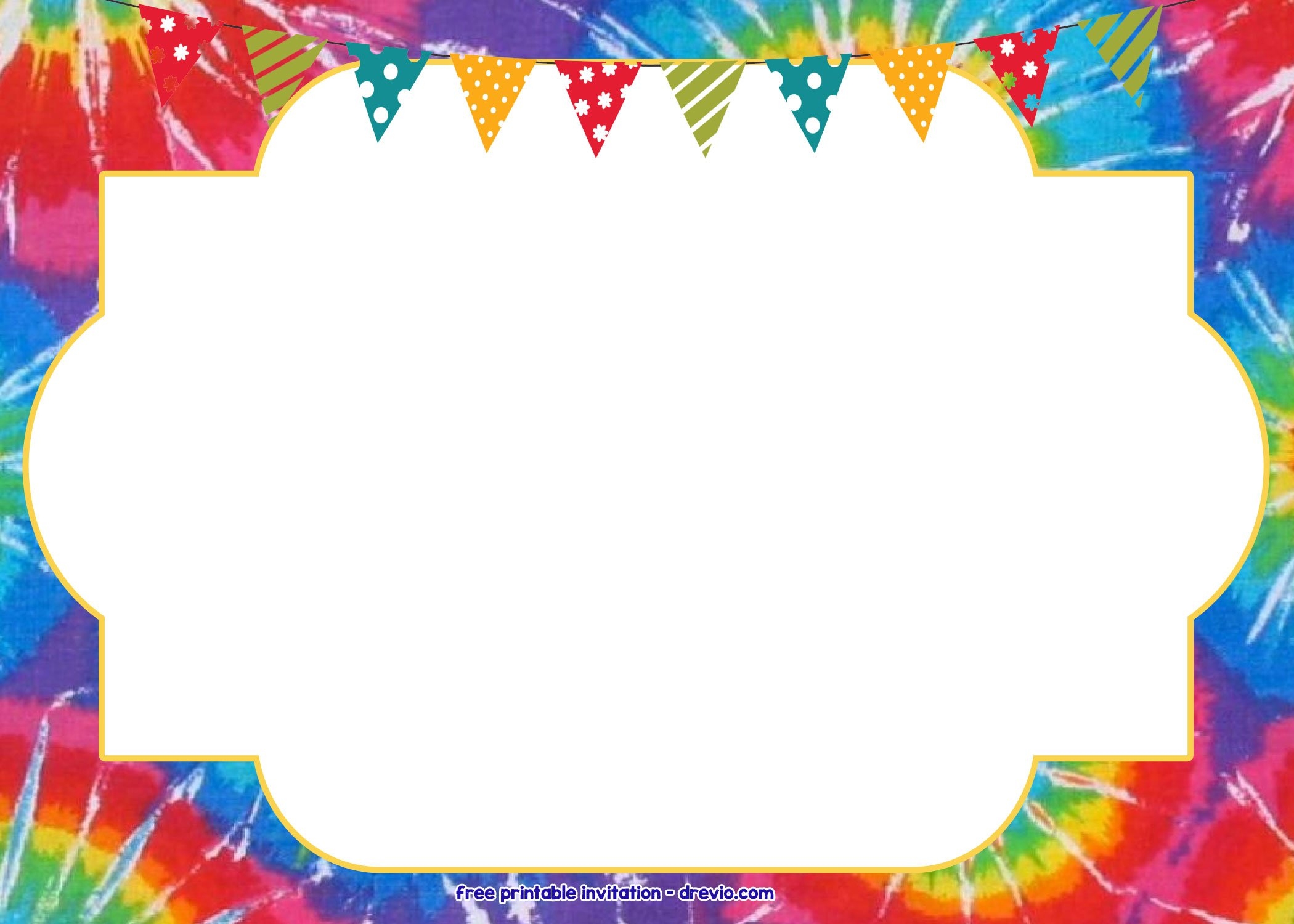 printable tie dye invitation template free