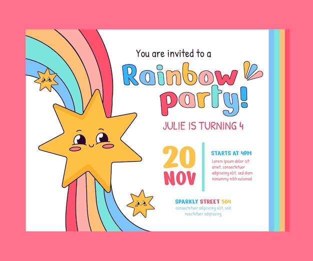 rainbow birthday invitation template