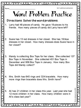 Free Word Problems Worksheets Worksheets Library Worksheets Library