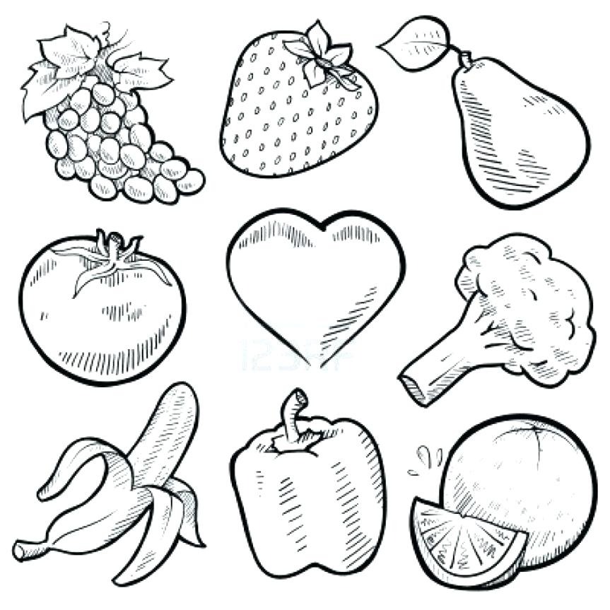 Fruit And Veggie Coloring Pages