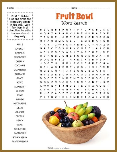 Fruit Word Search Puzzle Game