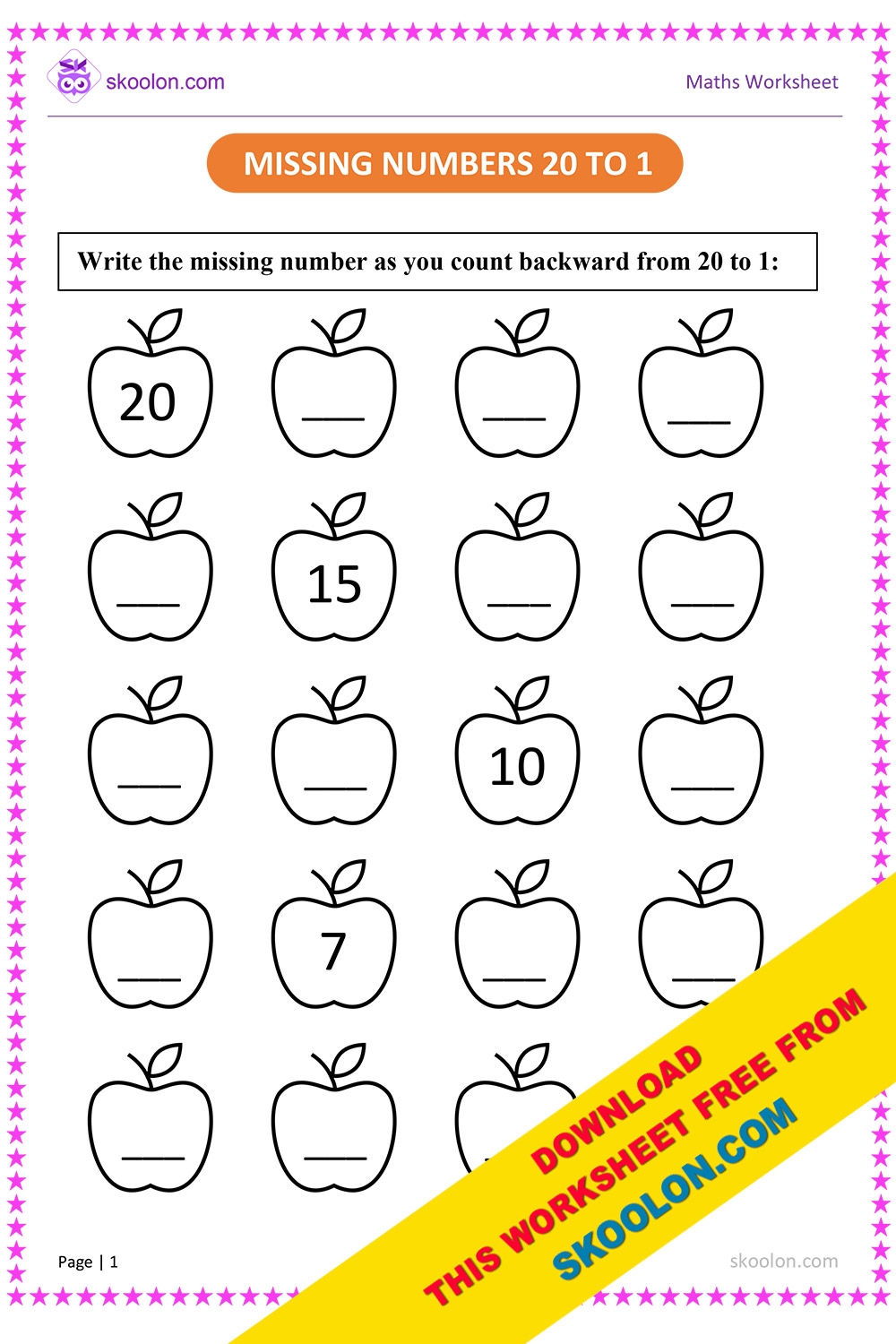 Fun And Engaging Missing Number 1 To 20 Worksheets For Nursery Champs
