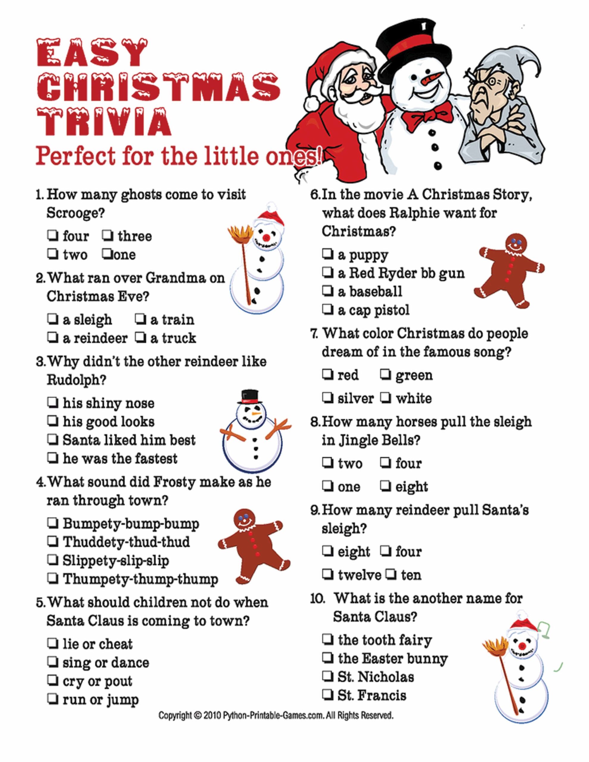 Funny Christmas Quiz Questions For Adults With Answers Printable Free 