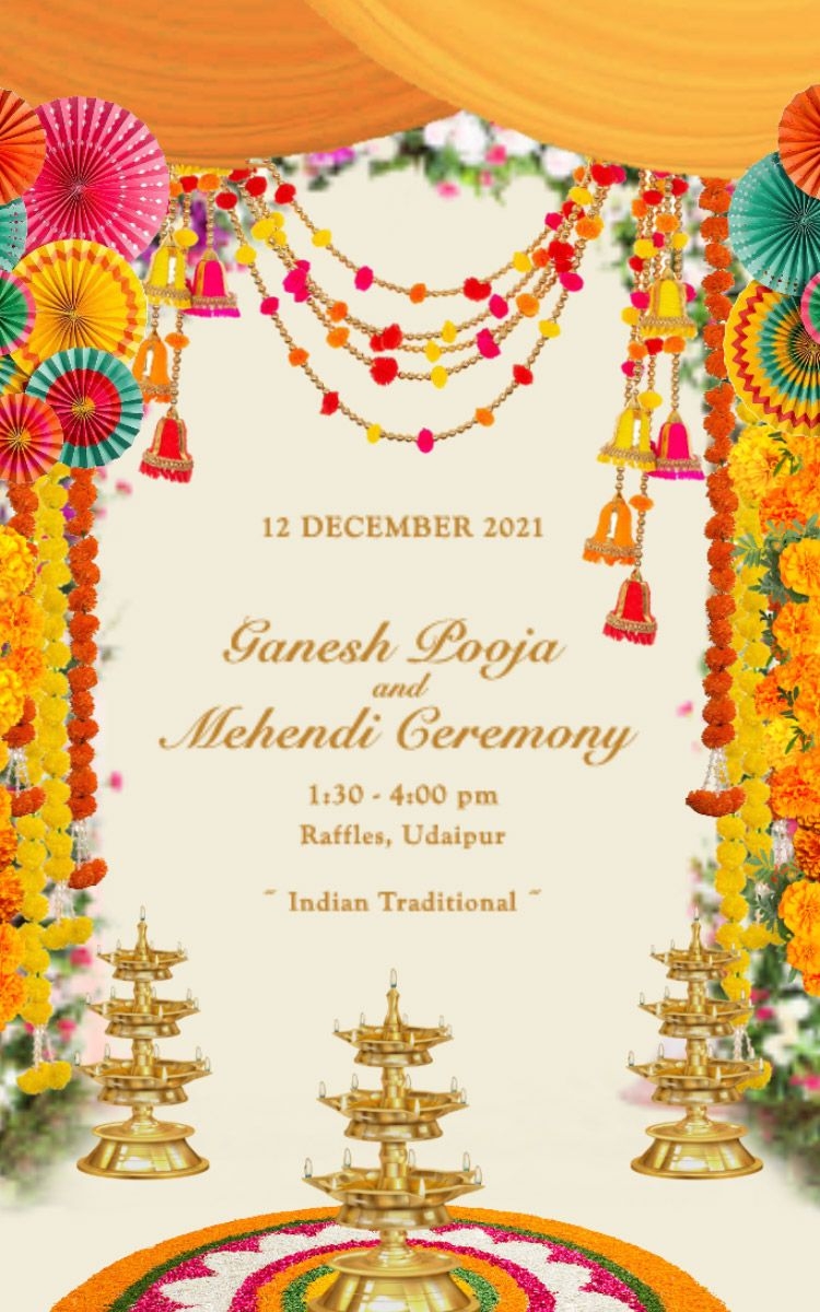 Ganesh Pooja Mehendi Invite Digital Invitations Wedding Wedding 