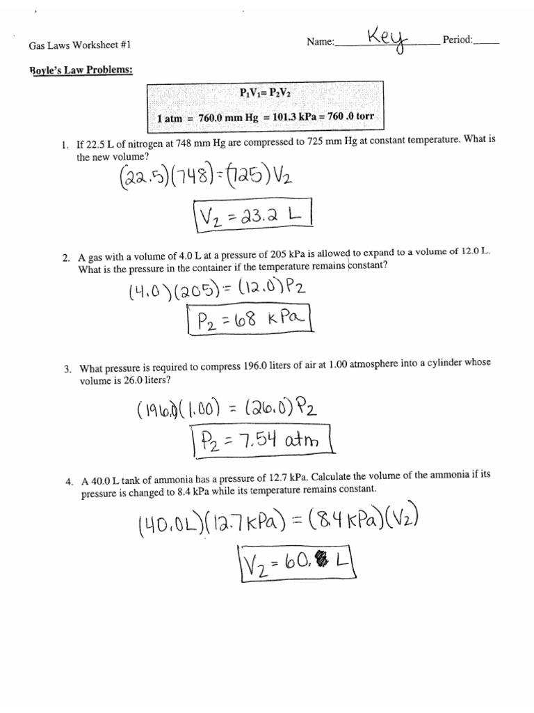 Gas Laws Worksheet Answer Key pdf Name Date Period Gas Laws