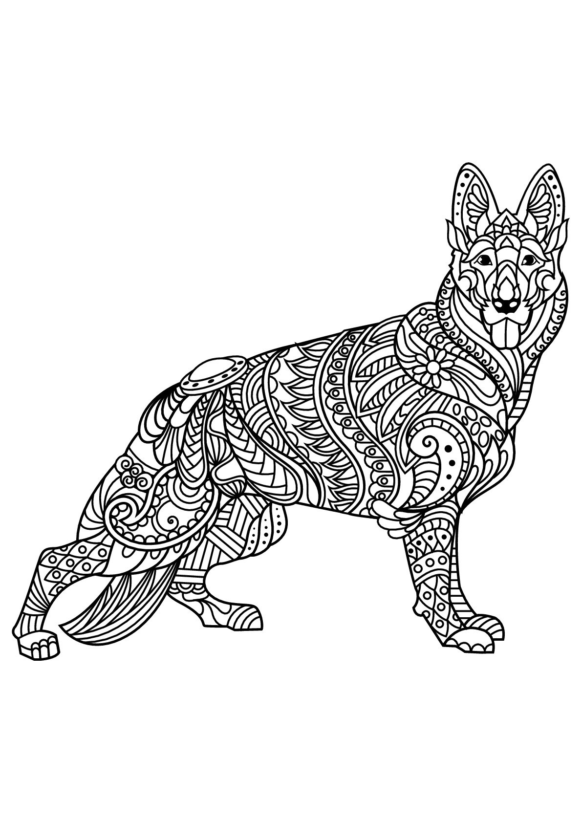 German Shepherd Dog Coloring Pages For Kids