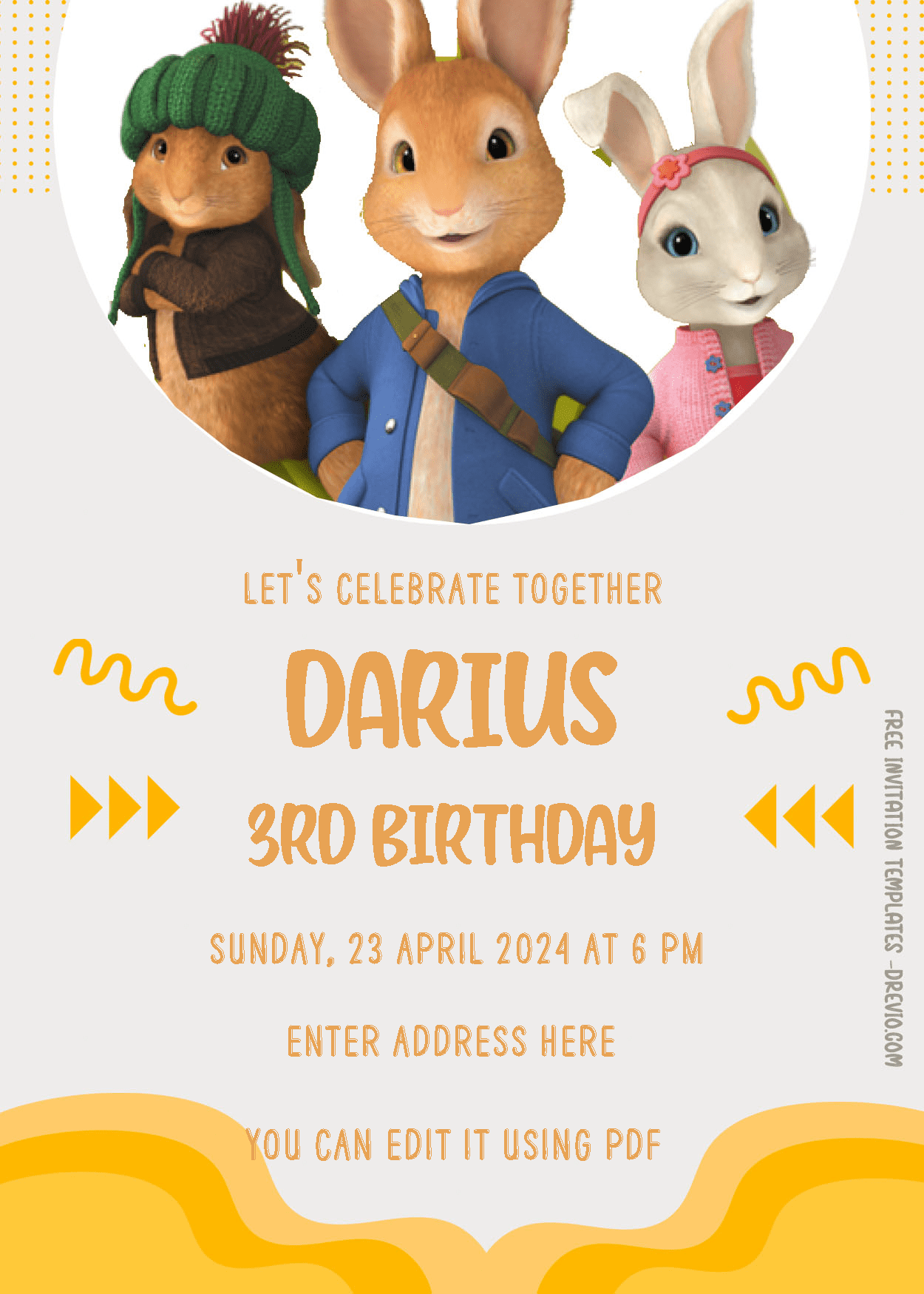 peter rabbit invitation templates free