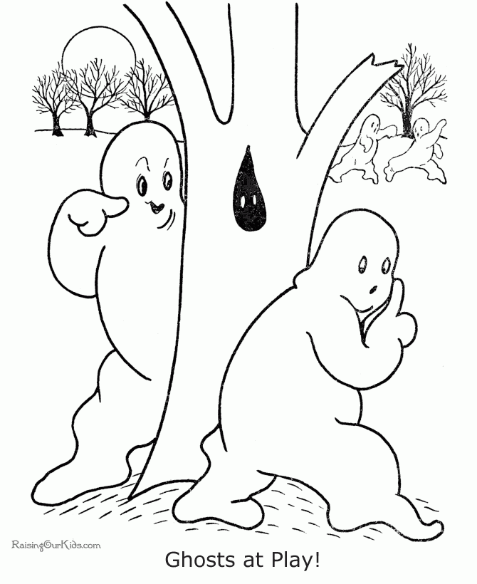 Ghost Halloween Coloring Pages 004