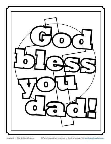 God Bless You Dad Coloring Page Fathers Day Coloring Page Kids