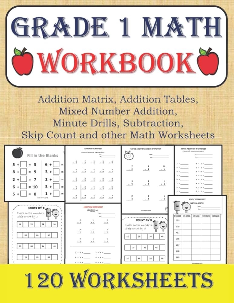 GRADE 1 MATH Workbook 120 Worksheets Addition Matrix Addition