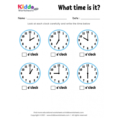 clock worksheet for kg