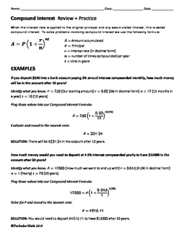 Grade 8 Compound Interest Math Practice Questions Tests 