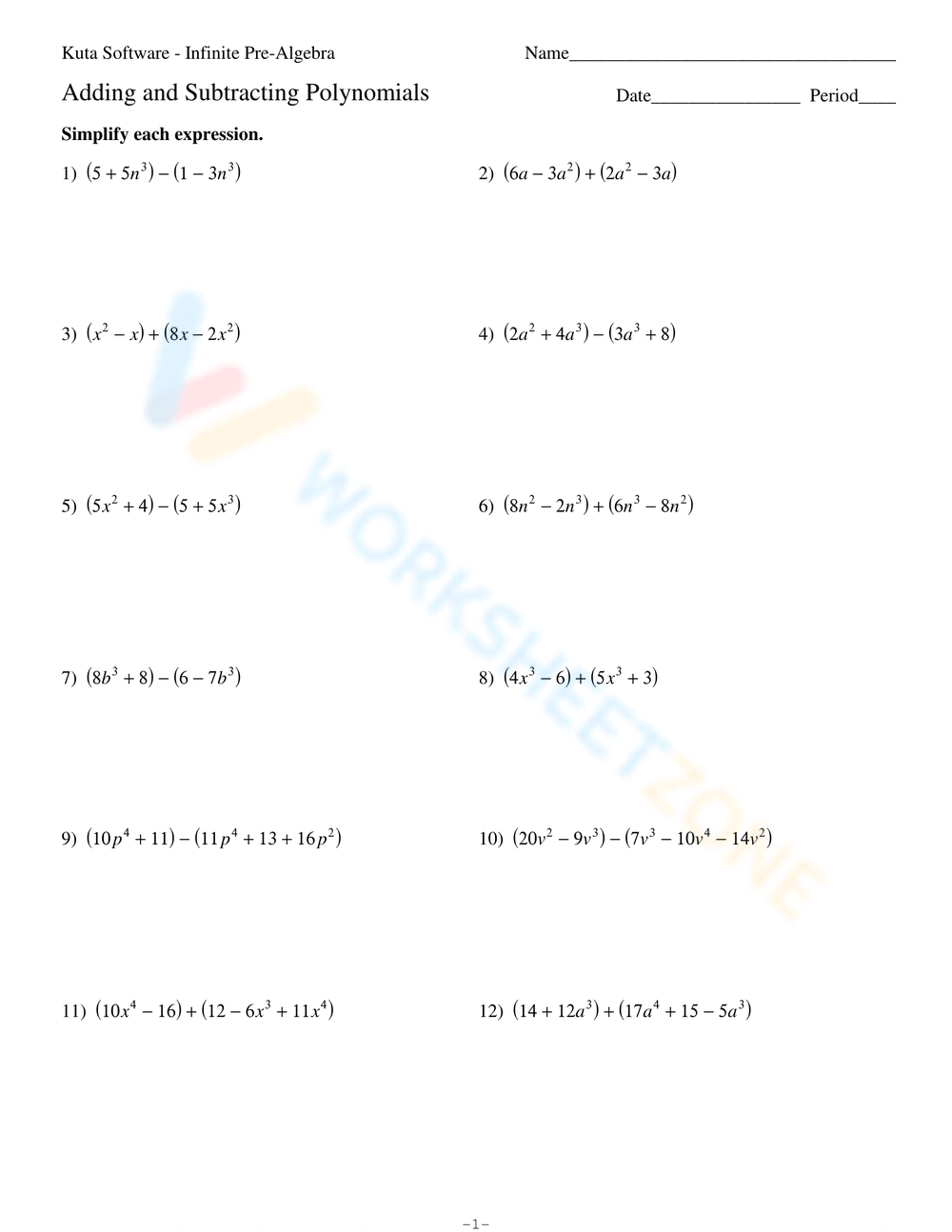 Grade 9 Adding And Subtracting Polynomials Worksheets 2024 Worksheets 