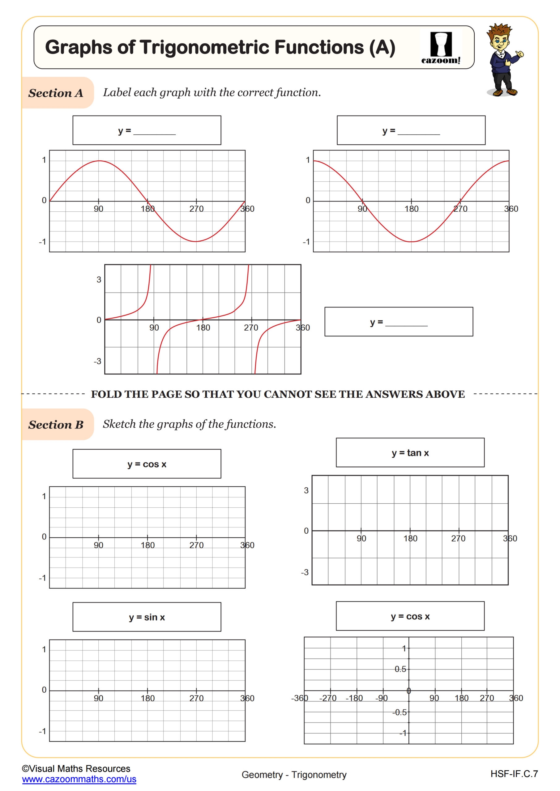 Graphs Of Trigonometric Functions A Worksheet Algebra II PDF