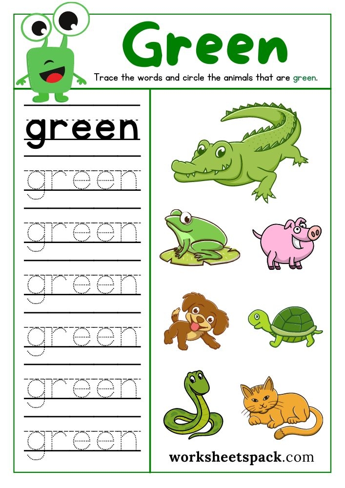 Green Color Sheet Printable Free PDF Color Green Worksheet For 