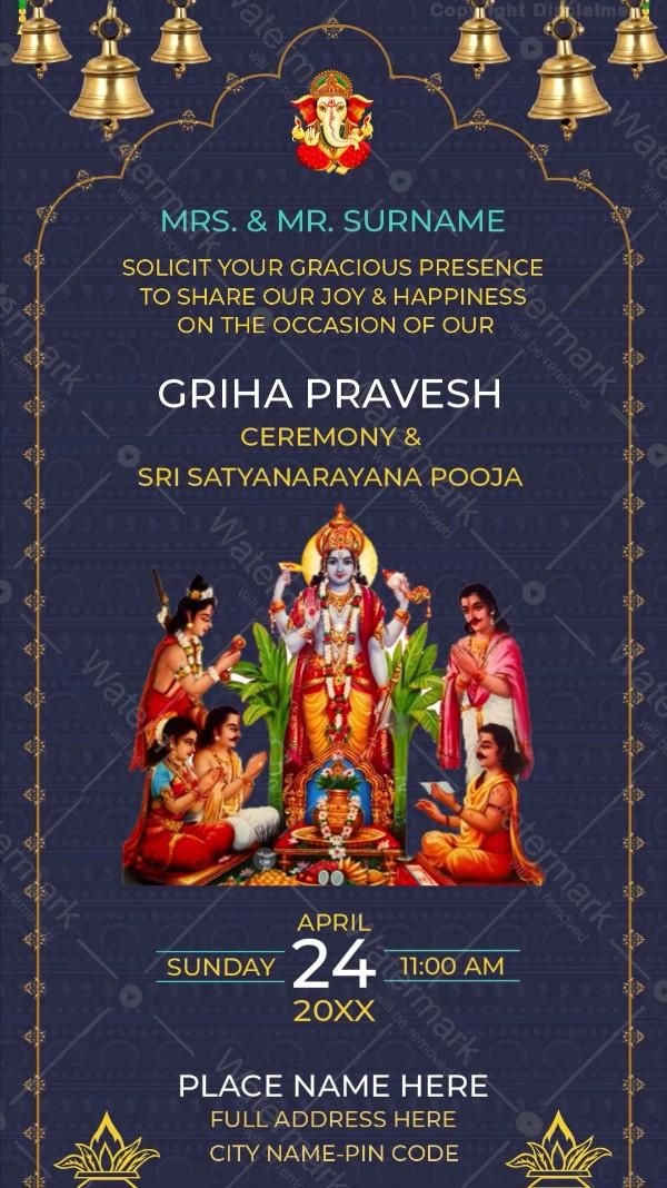Griha Pravesh Invitation Video Satyanarayan Pooja Invitation 
