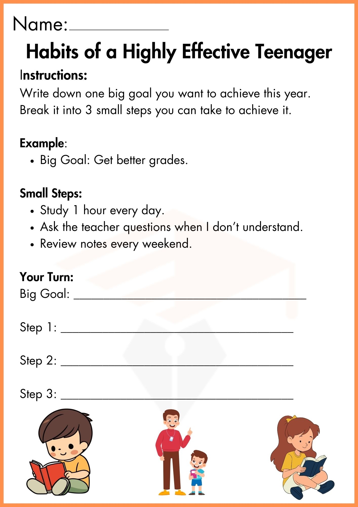 7 habits of a highly effective teenager worksheets