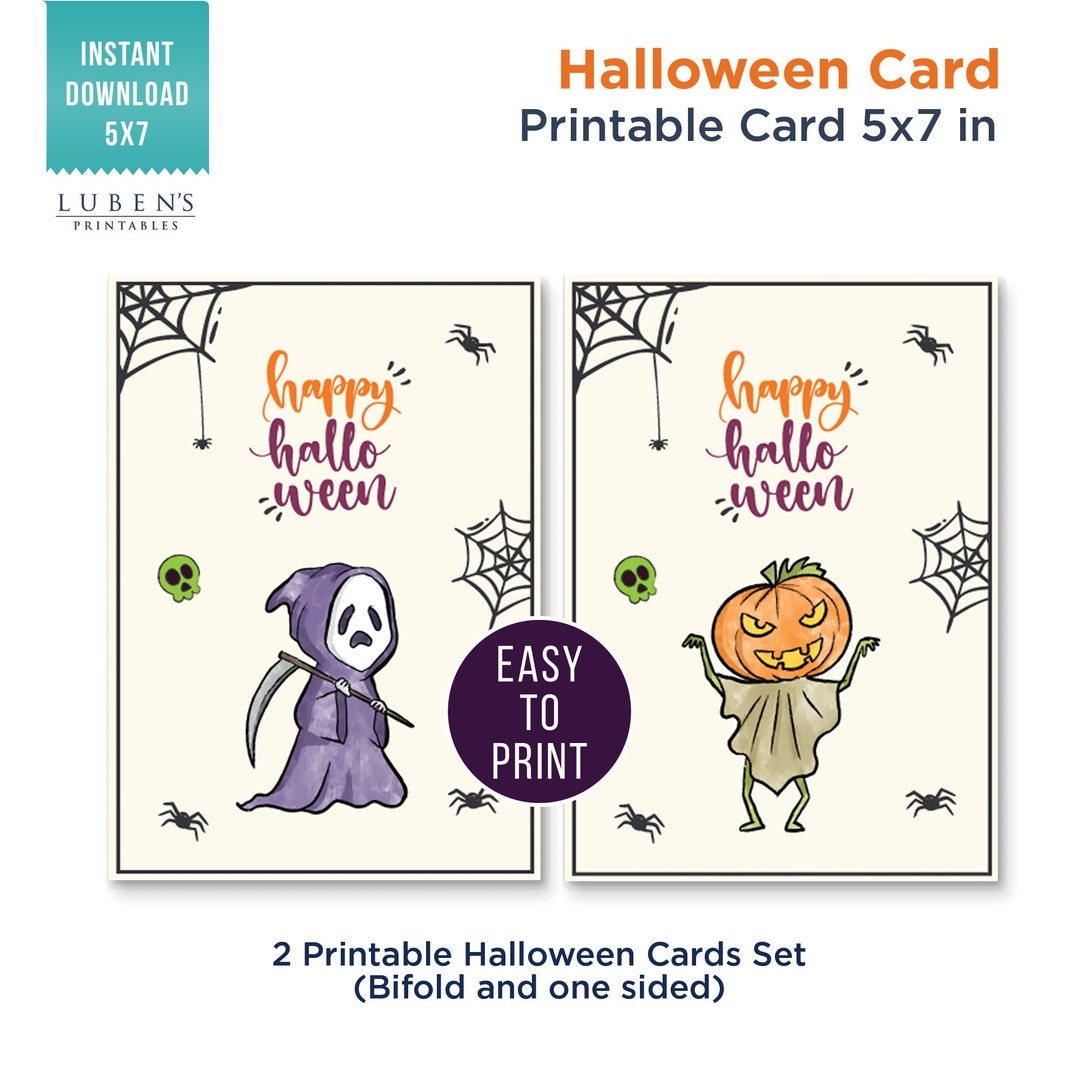 Halloween Card Printable Halloween Card Instant Download Etsy