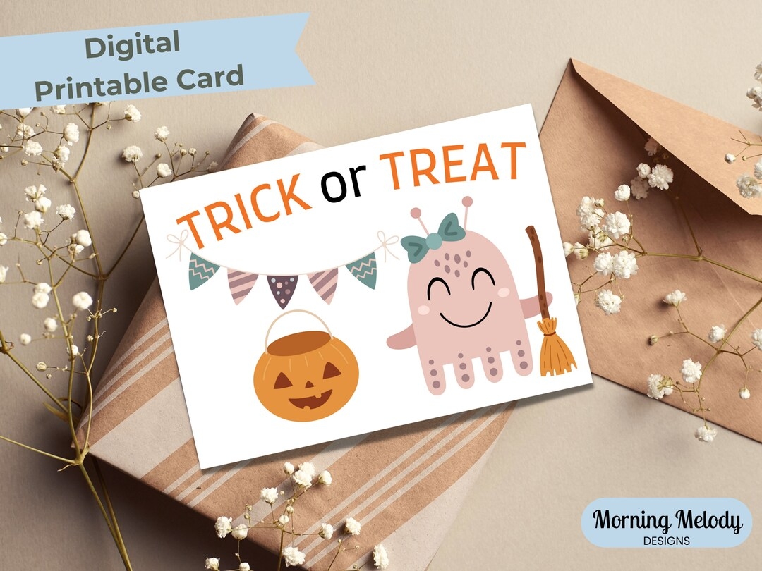 Halloween Card Printable Printable Halloween Card For Kids Etsy