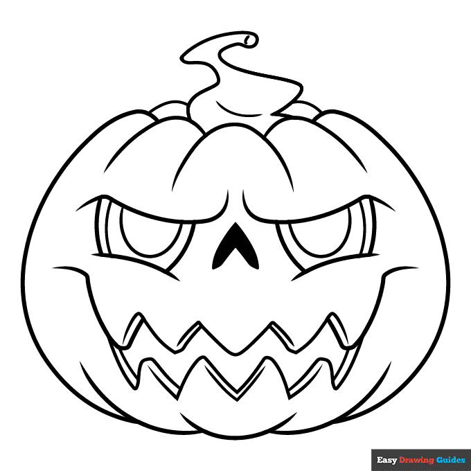 Halloween Pumpkin Coloring Page Easy Drawing Guides