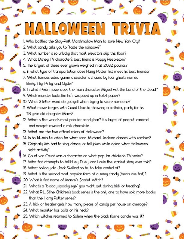 Halloween Superstitions Trivia Game Printable