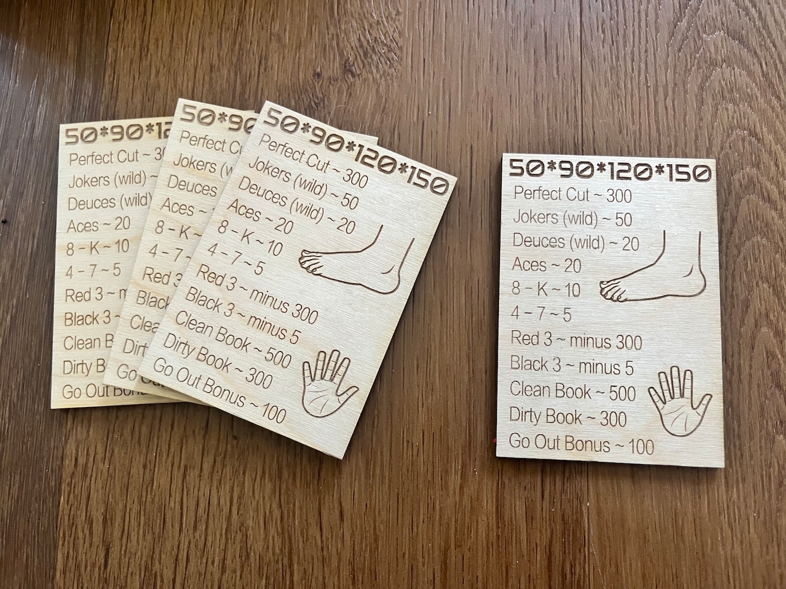 Hand And Foot Refernce Card Quick Guide Card wooden Game Set Family 