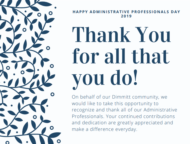 Happy Administrative Professionals Day 2019 Dimmitt Cares For The