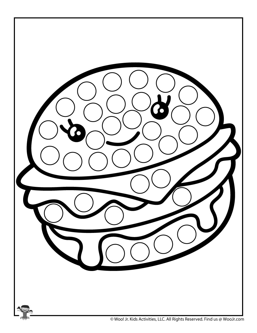 Happy Burger Food Do A Dot Art Coloring Pages Woo Jr Kids 
