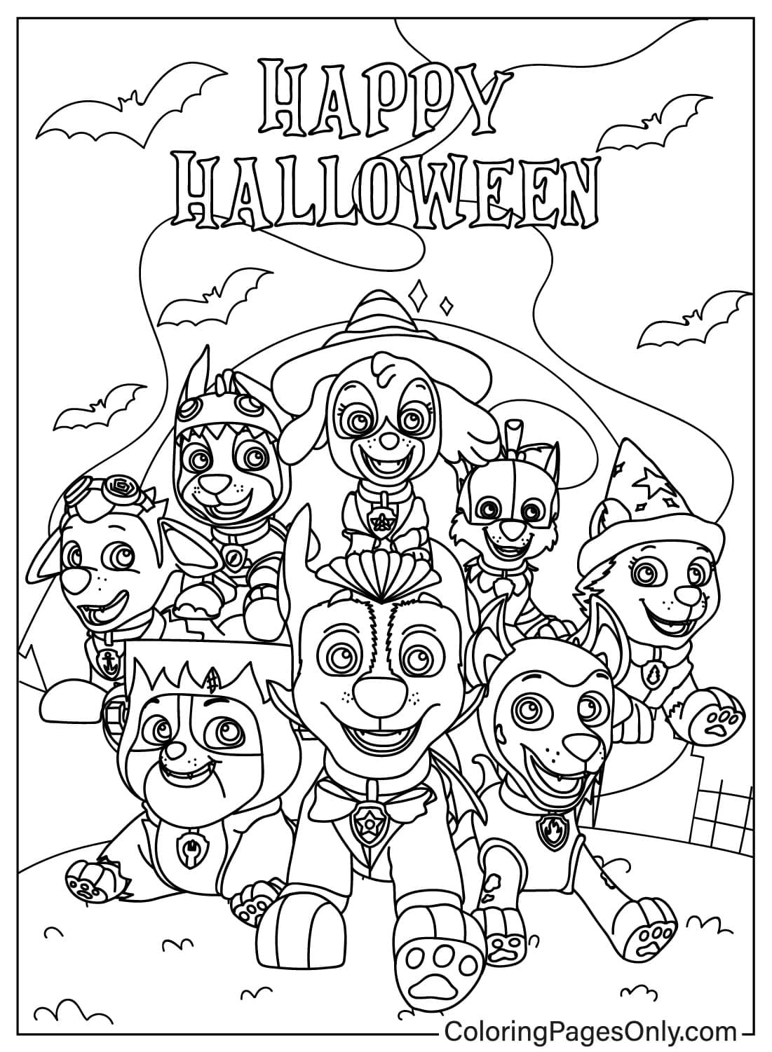Paw Patrol Halloween Coloring Pages