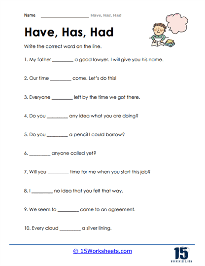 worksheet on has have