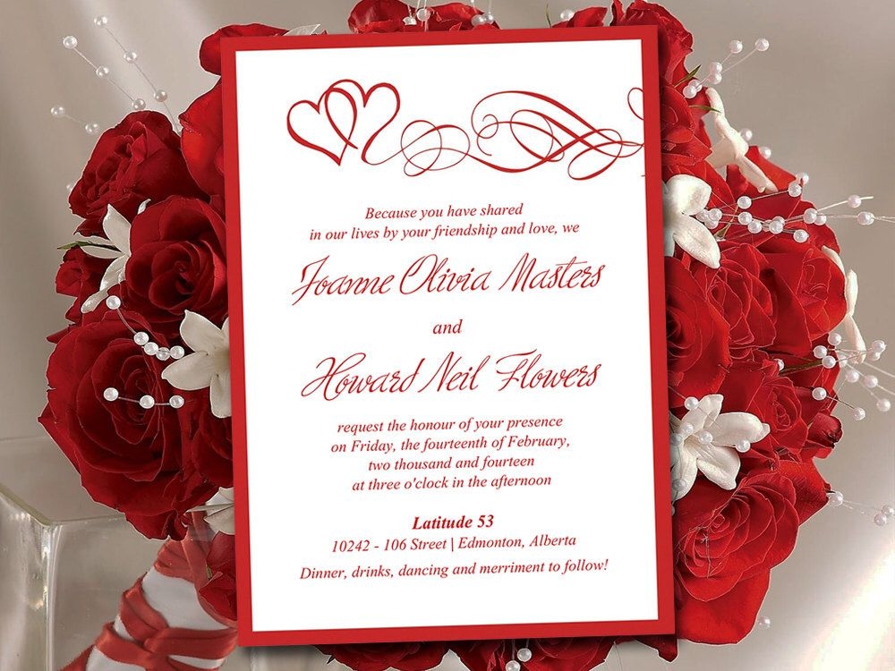 Heart Wedding Invitation Template Red Wedding Invitation Card