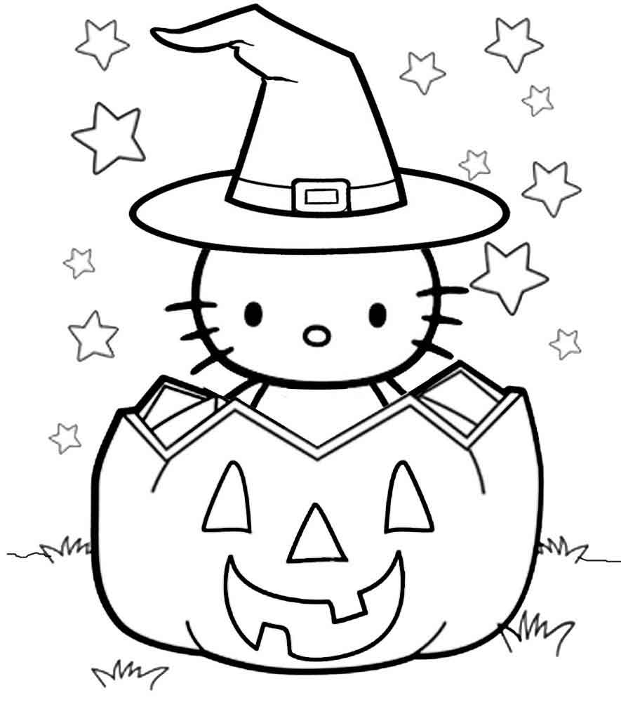Hello Kitty Halloween Color Pages