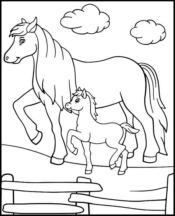 Horses Coloring Page For Kids